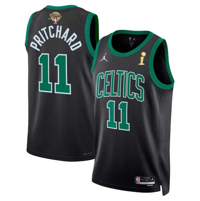 Mens Boston Celtics #11 Payton Pritchard Black 2024 Finals Champions Statement Edition Stitched Basketball Jersey Dzhi->->NBA Jersey